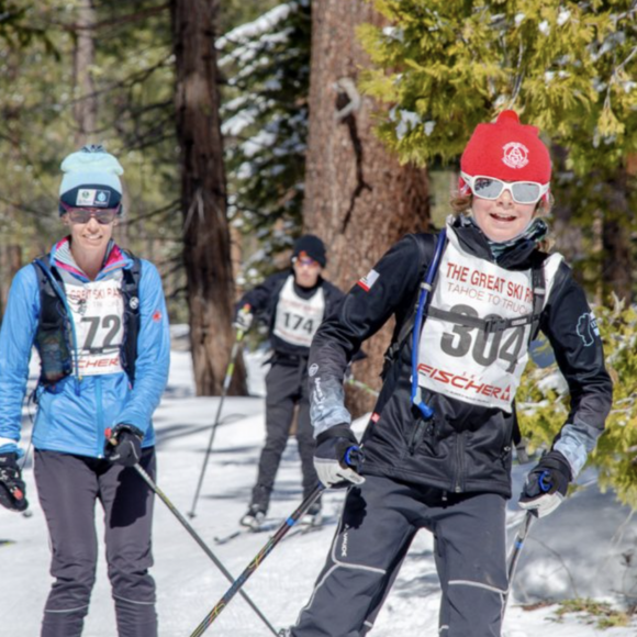 Kids cross country skiing